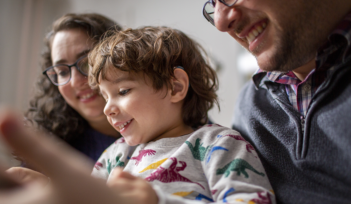 family reading together