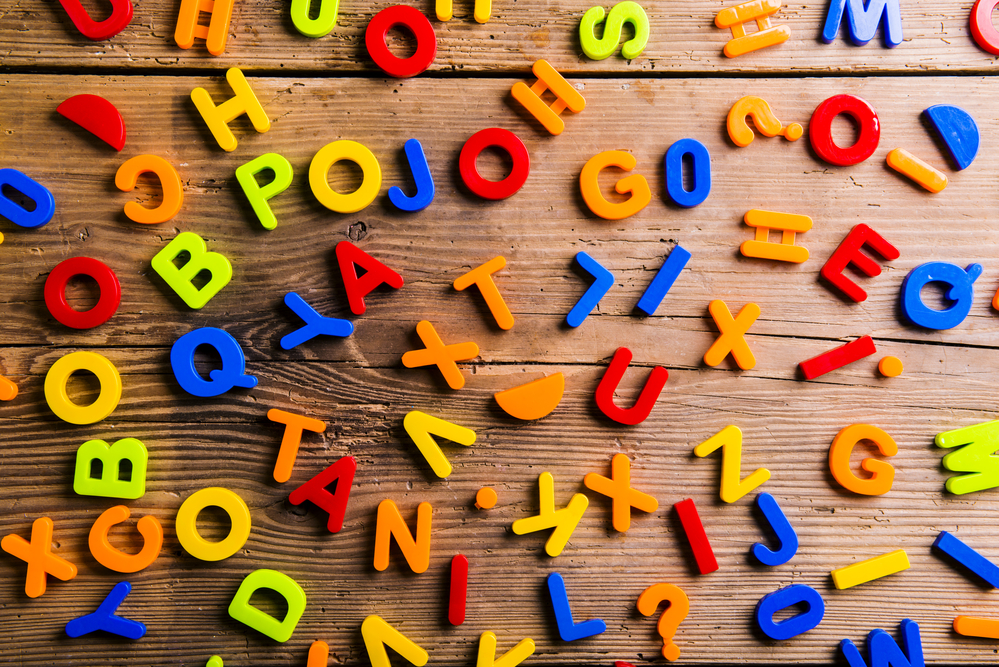 Colorful plastic letters used for phonemic awareness