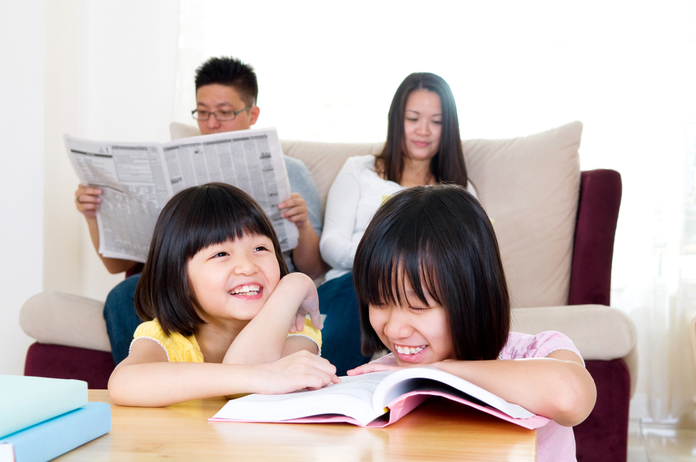 Family preparing kids for reading readiness 