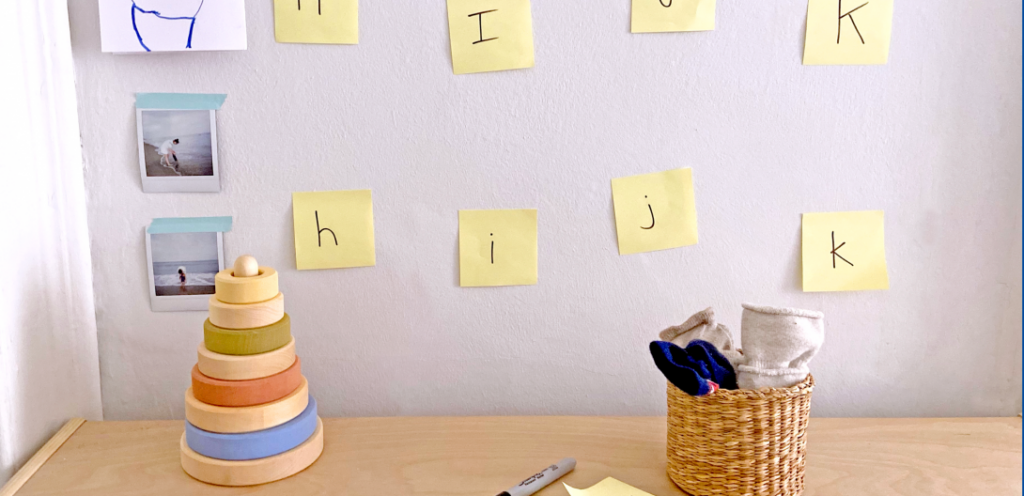 Letter toss set up for activities for 5 year olds