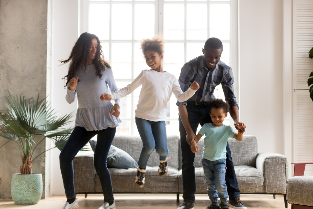 Family having a dance party