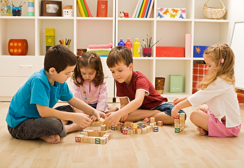 Children playing with blocks