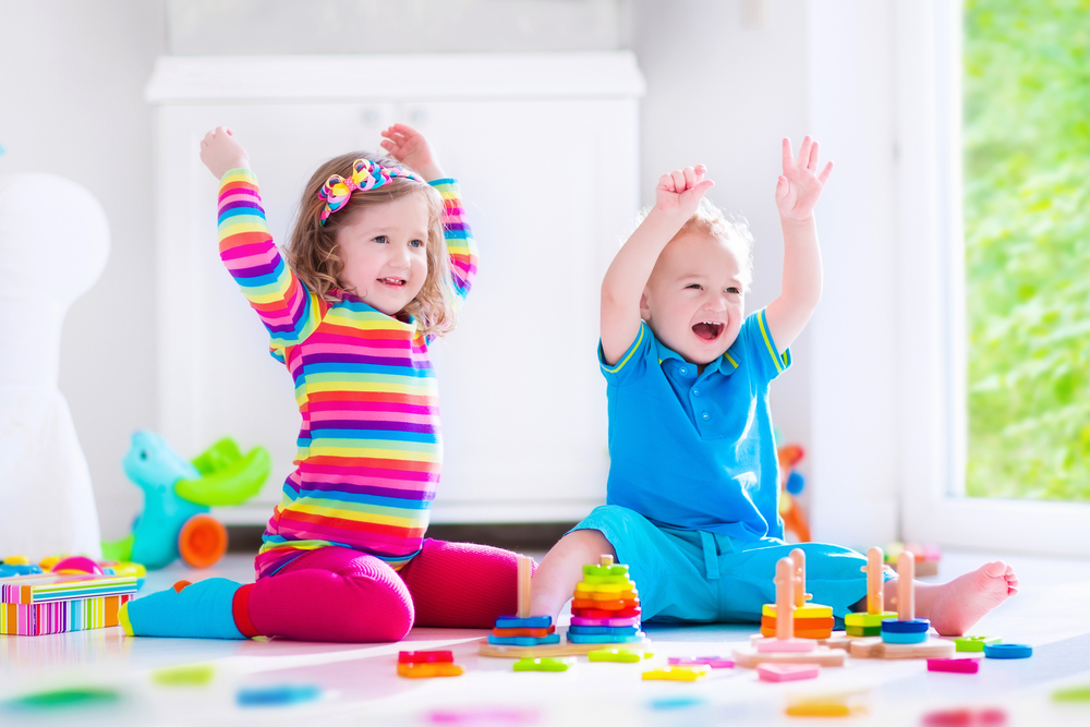 Two kids doing math activities for preschoolers