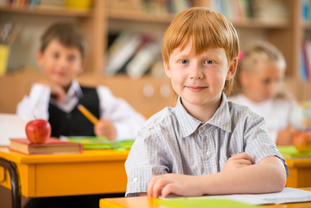 Young boy at school learning emotions for kids