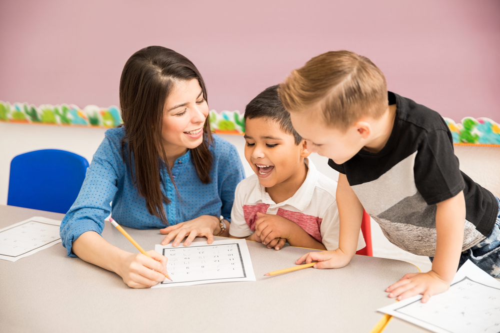 Mom playing math games for kids