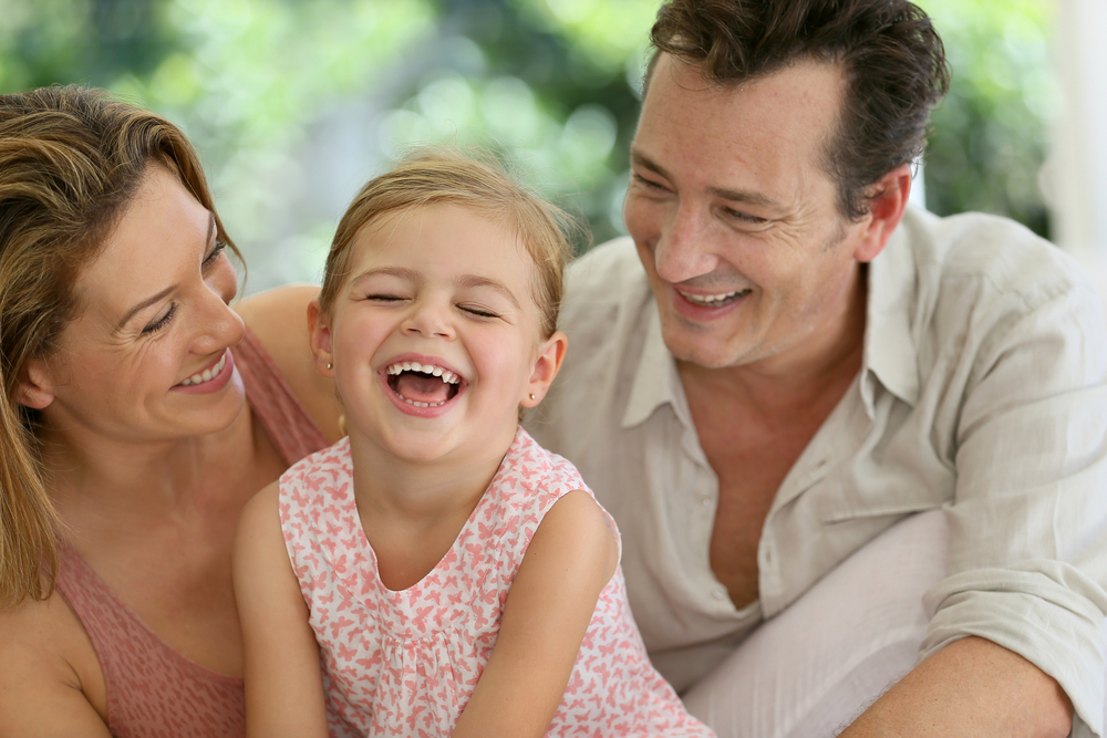 Family laughing together