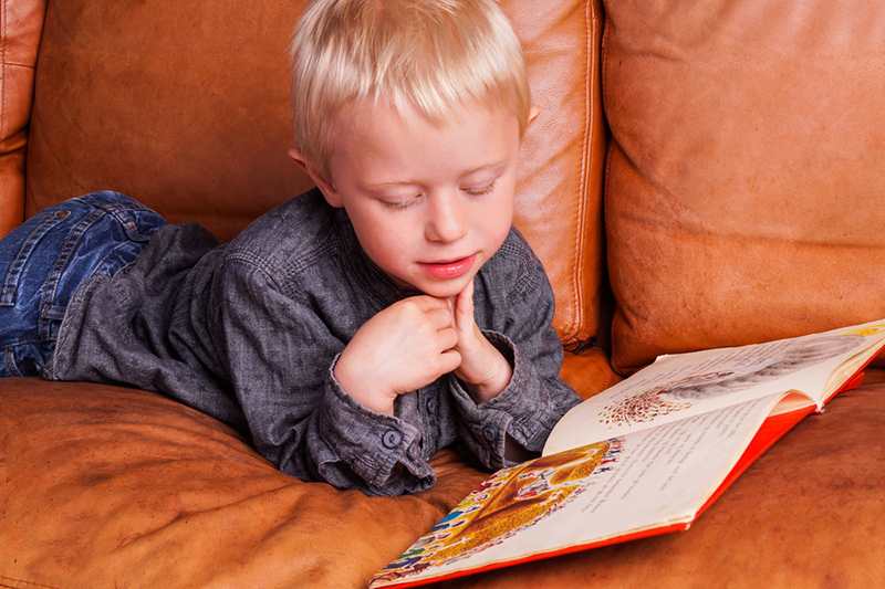 Child reading picture book