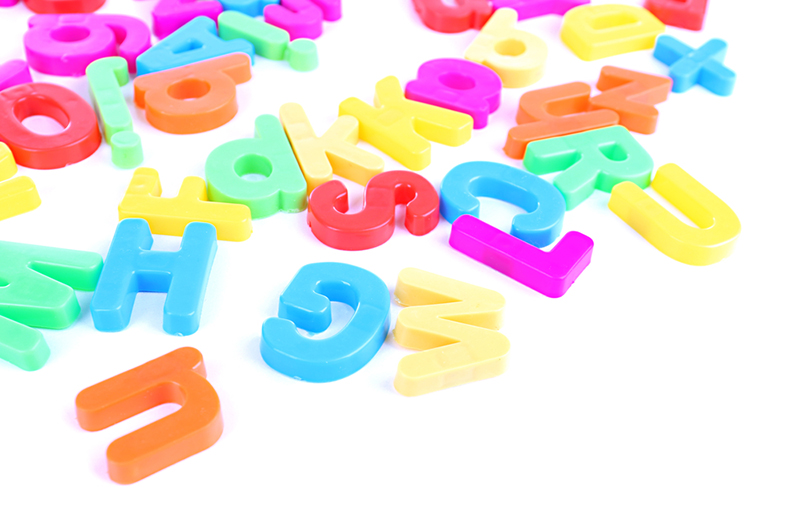 Colorful magnetic uppercase letters