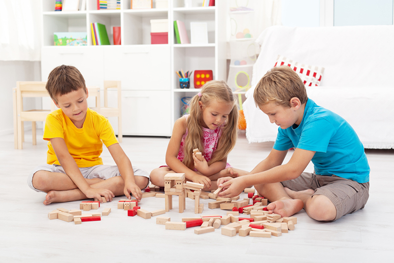 Kids doing creative play with blocks