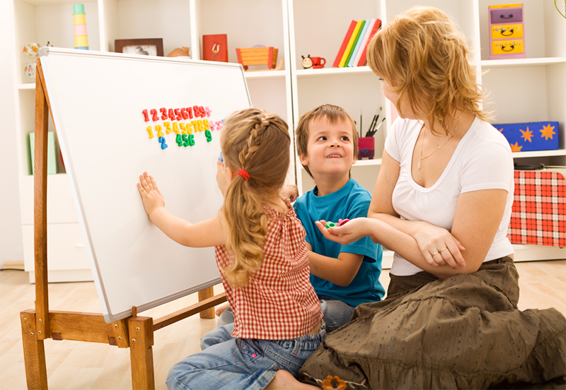 preschool teacher doing pre-k math